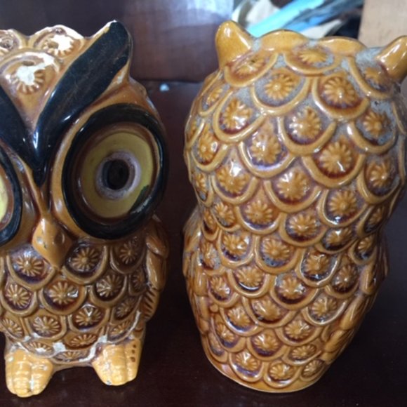 Vintage 70's Japan Ceramic Owl S&P Shakers Large - Picture 2 of 4